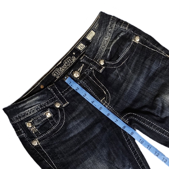 Miss Me Boot Cut Blue Jeans with Vintage Distressing - Picture 8 of 8